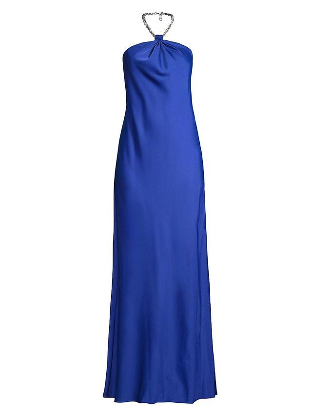 Womens Satin Chain Halter Gown Product Image