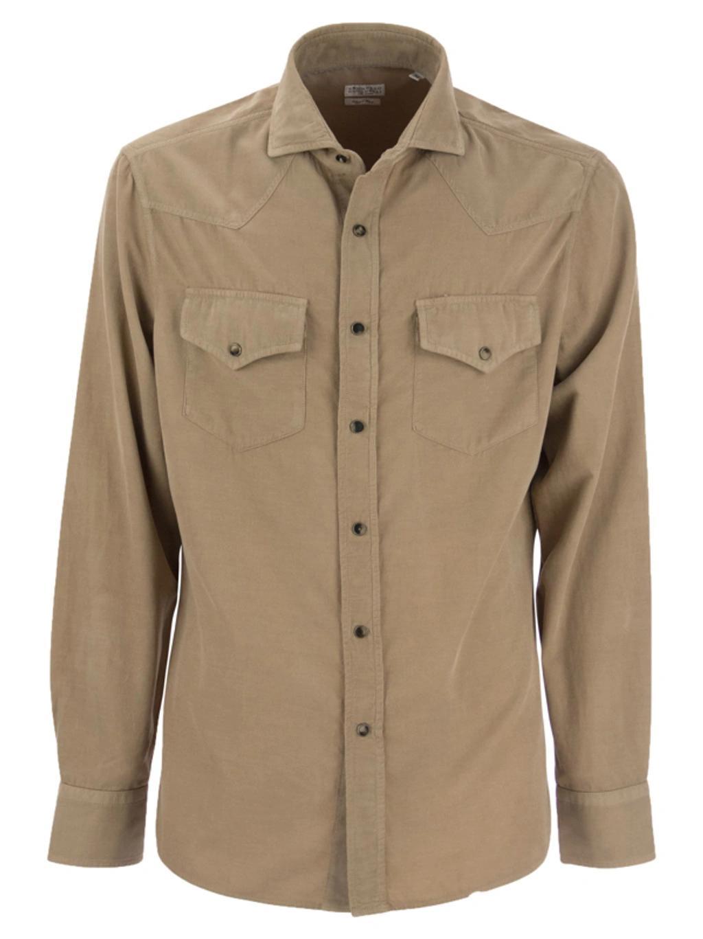 Easy Fit Corduroy Shirt In Camel Product Image