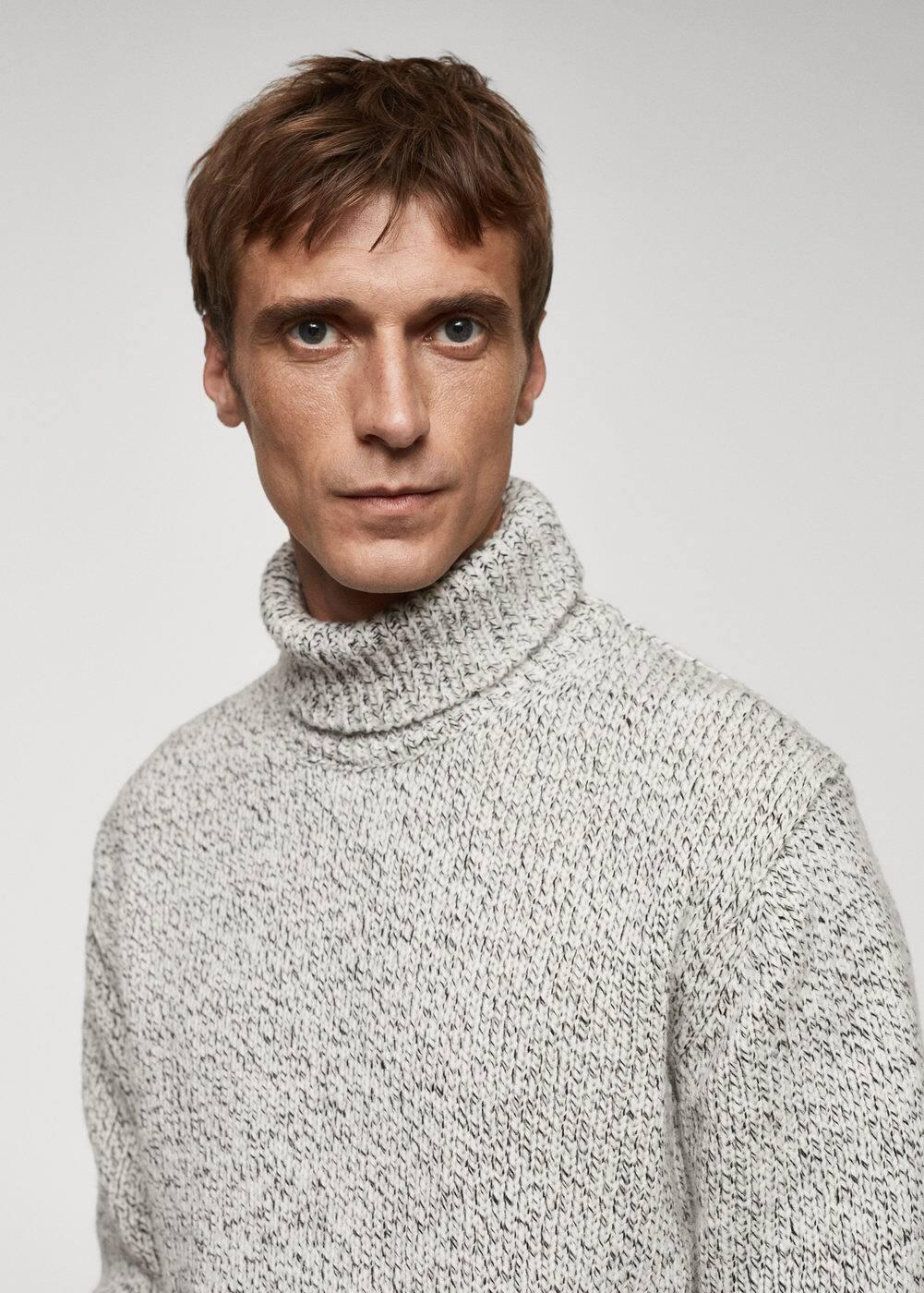 MANGO MAN - Wool turtleneck sweater light/pastel greyMen Product Image