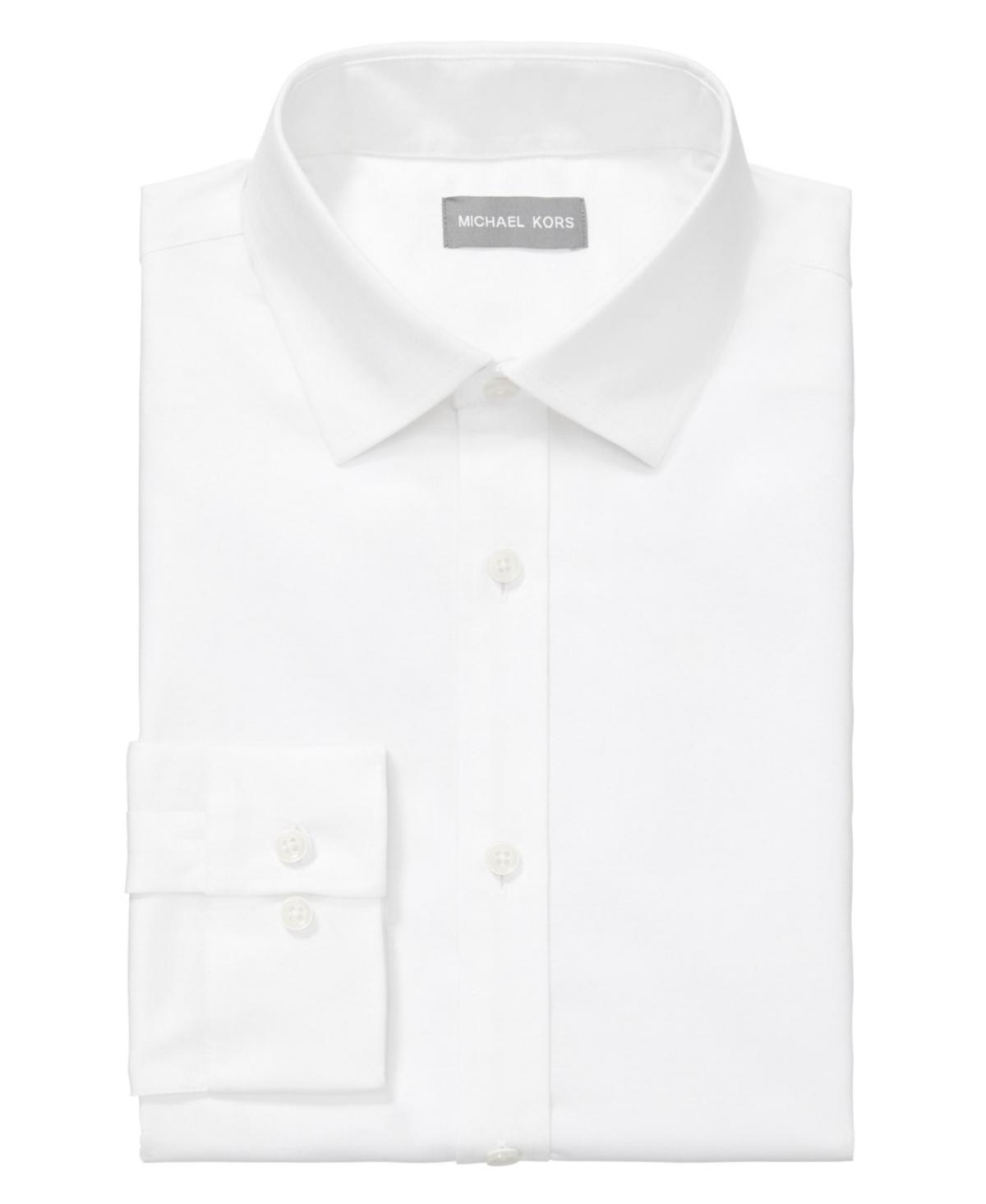 Michael Kors Mens Slim Fit Cotton Linen Untucked Solid Dress Shirt Product Image