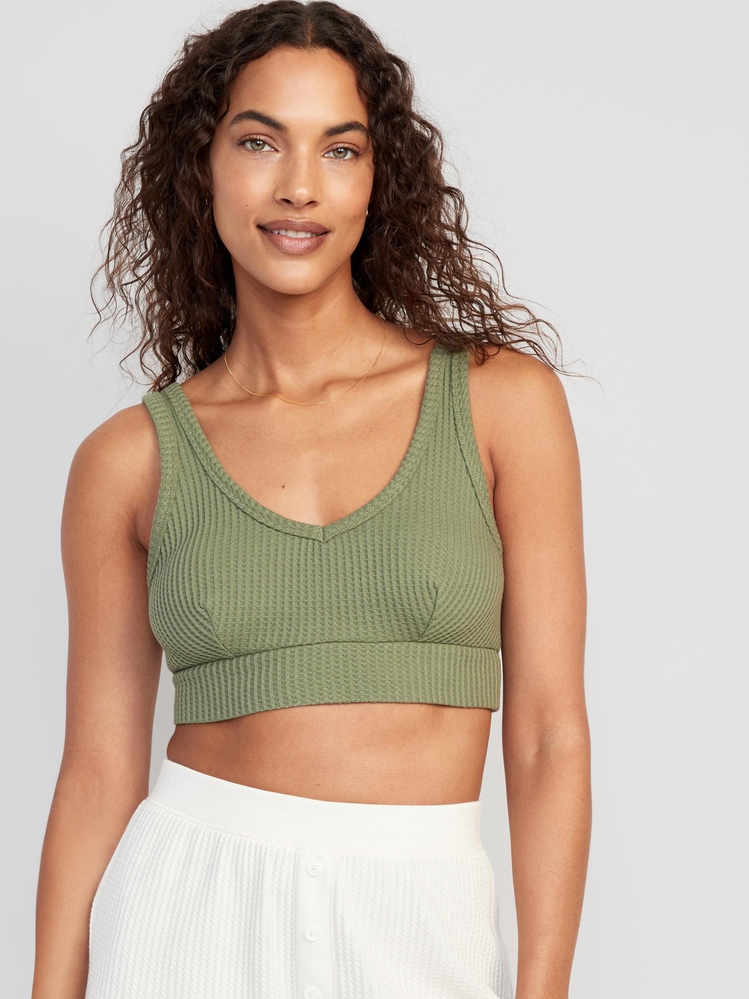 Waffle-Knit V-Neck Pajama Bralette Top Product Image