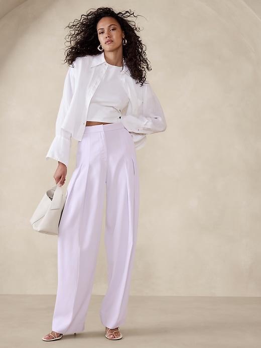 High-Rise Pleated Viscose Twill Pant Product Image