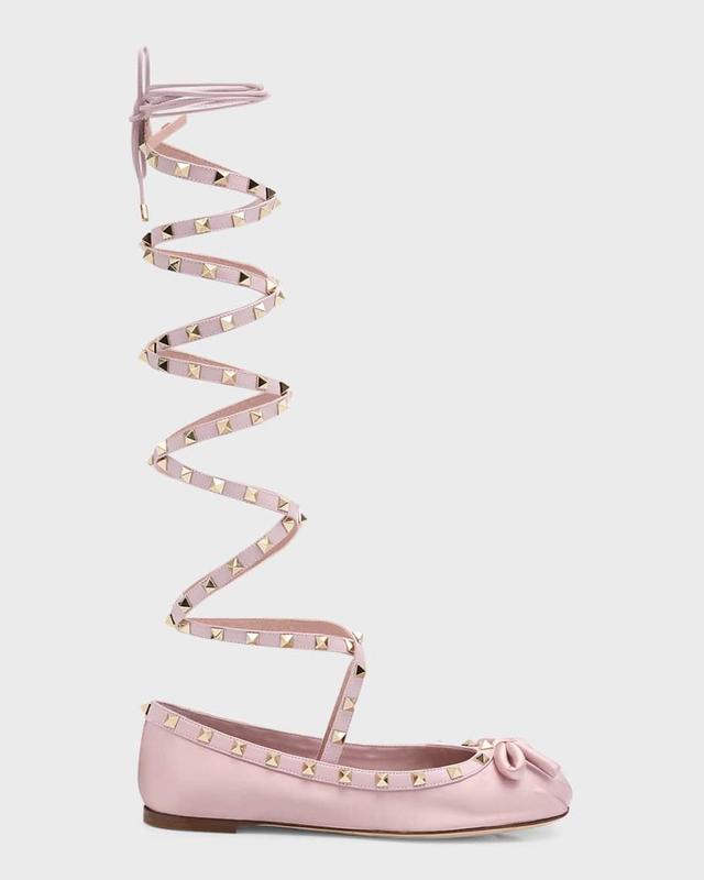 Rockstud Satin Gladiator Ballerina Flats Product Image