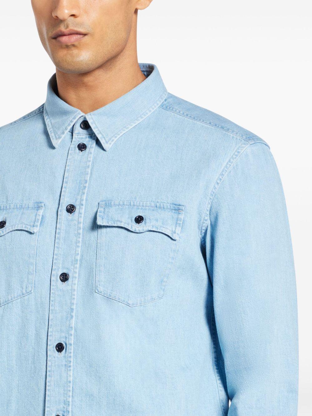 TOM FORD Denim Long-sleeve Shirt In Blue Product Image