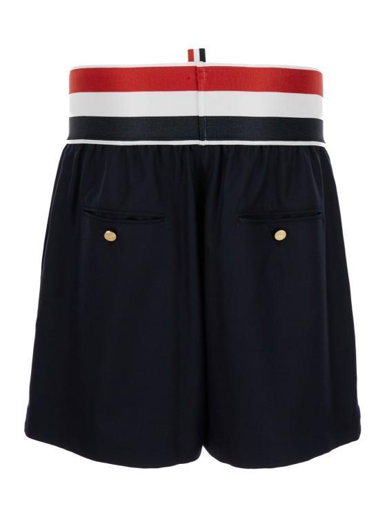 Blue Rwb Striped Shorts In Wool In Black Product Image