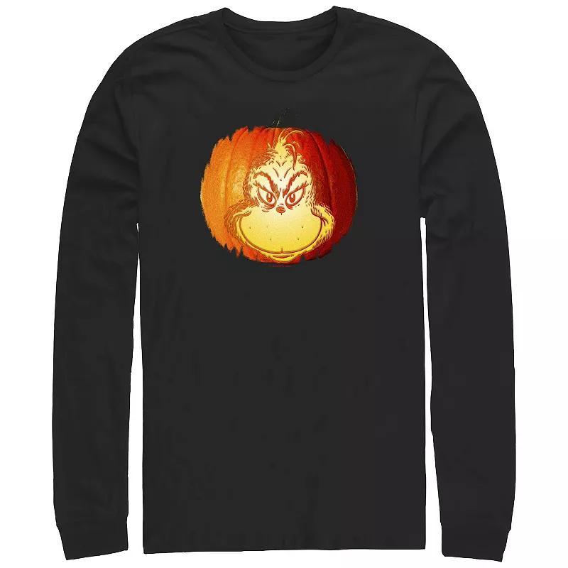 Mens Dr. Seuss Grinch Jack O Lantern Long sleeves Graphic Tee Product Image