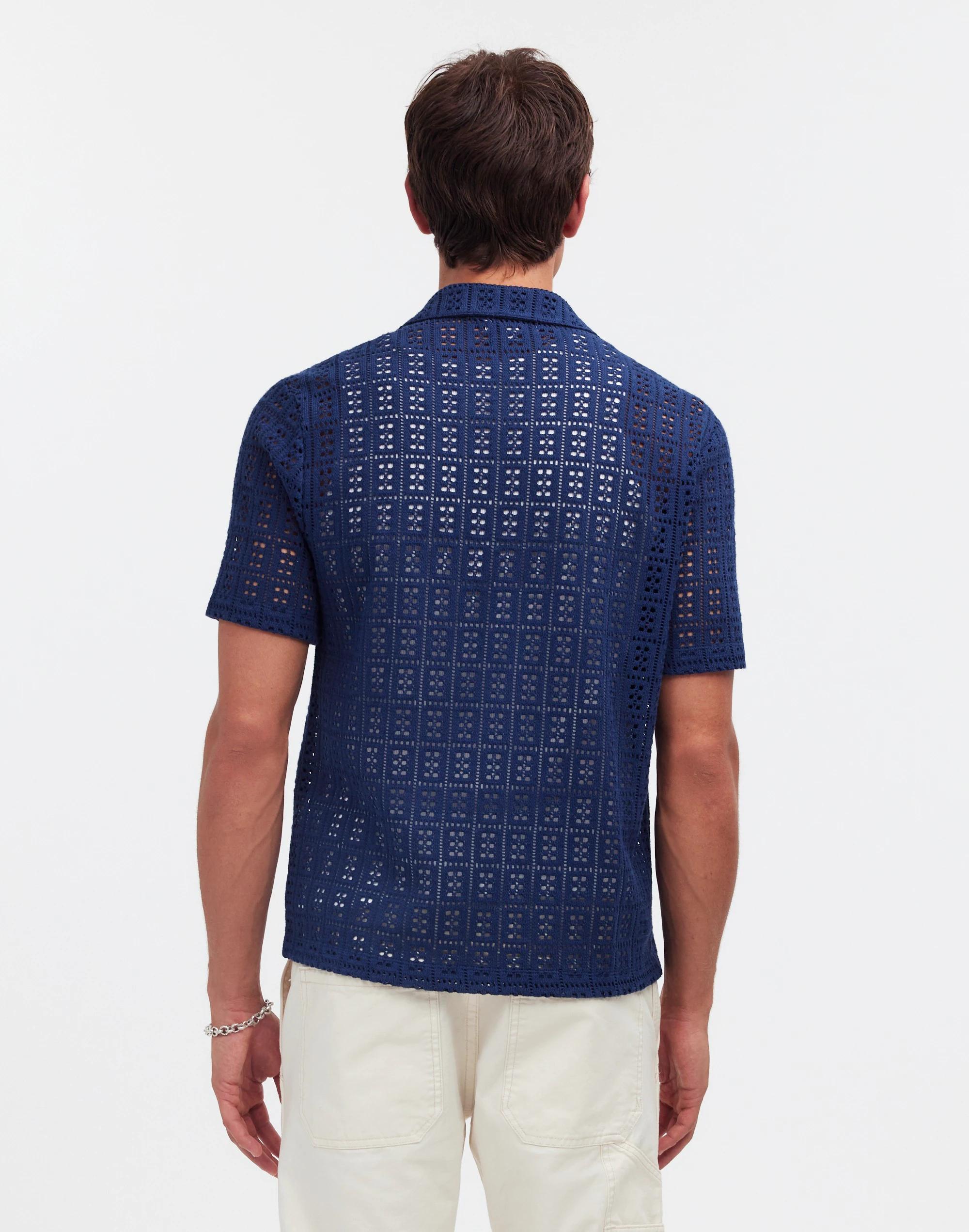 Crochet-Stitch Short-Sleeve Shirt Product Image