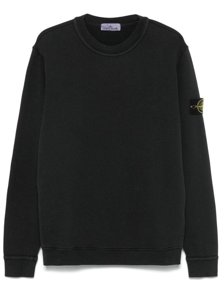 STONE ISLAND Crewneck Cotton Sweatshirt In Black Product Image