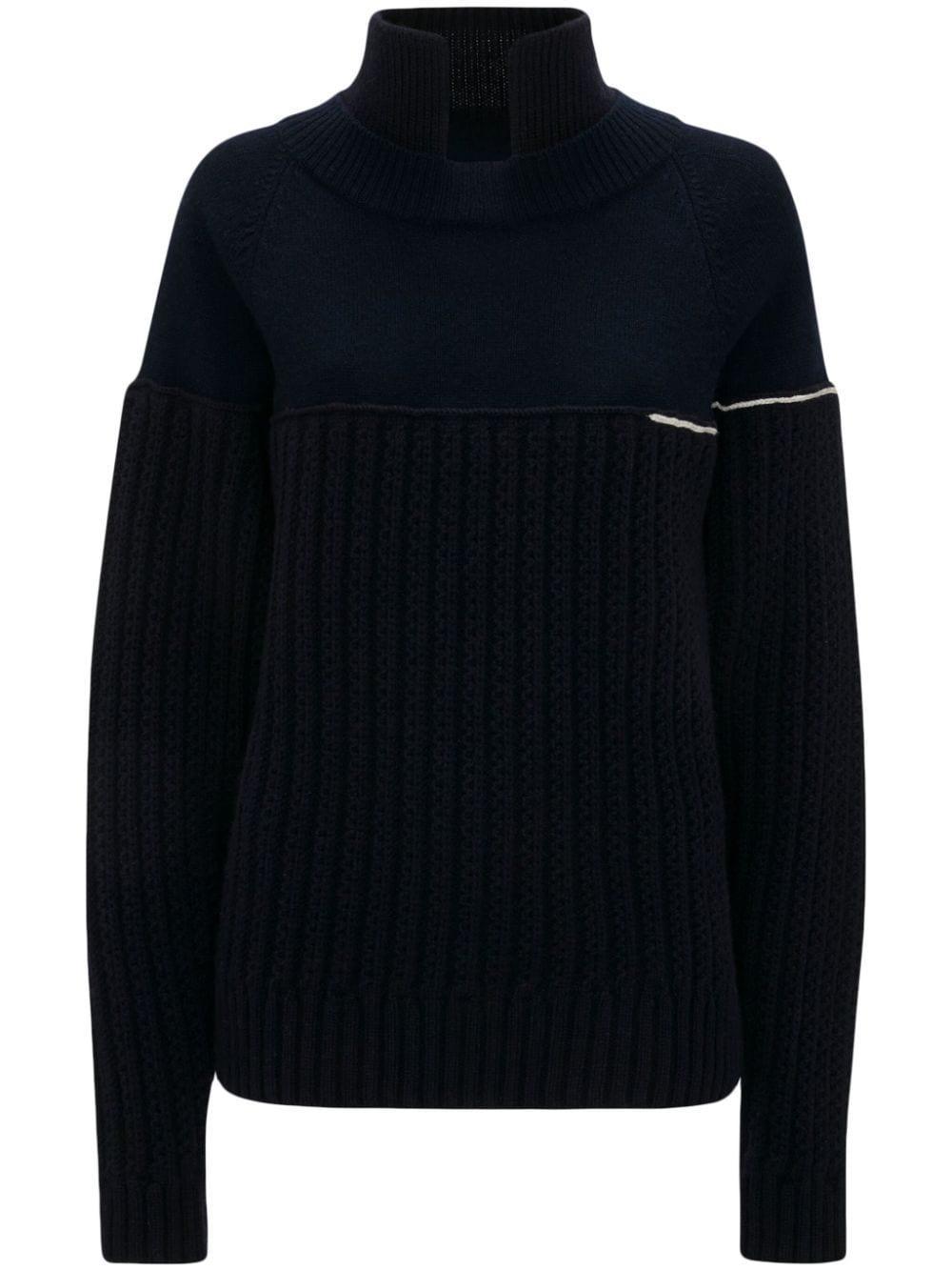 Collar Detail Wool Jumper In Black product image