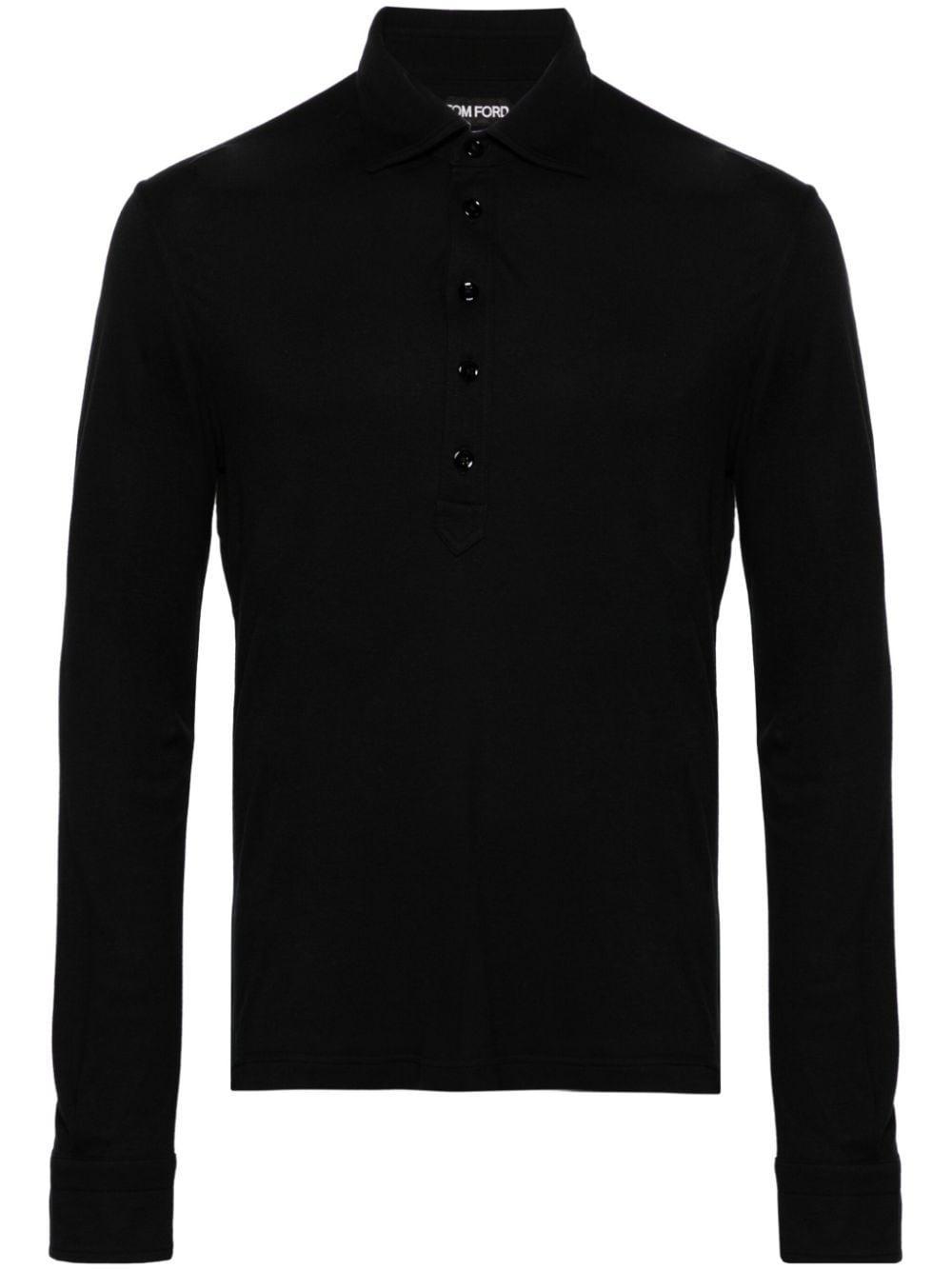 Chest-pocket Jersey Polo Shirt In Black Product Image