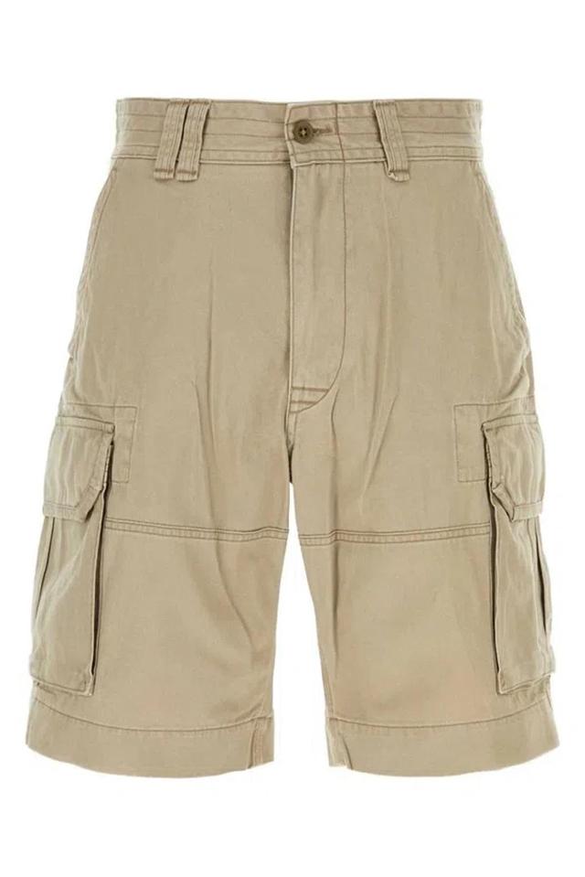 Logo Patch Cargo Shorts In Beige Product Image