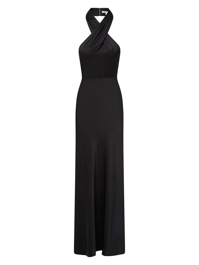 Veronica Beard Alberta Halter Neck Stretch Silk Gown Product Image