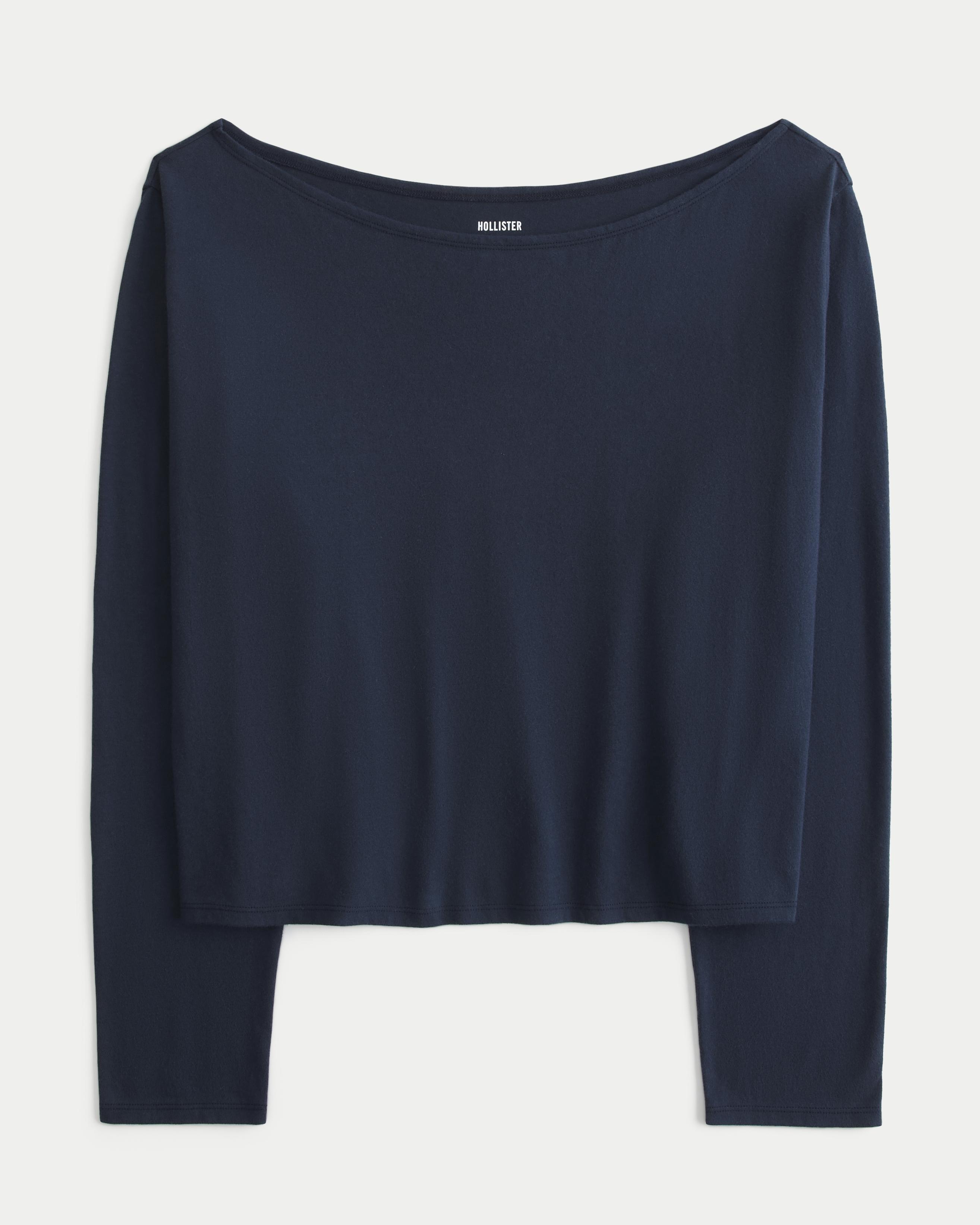 Easy Long-Sleeve Off-the-Shoulder Top Product Image