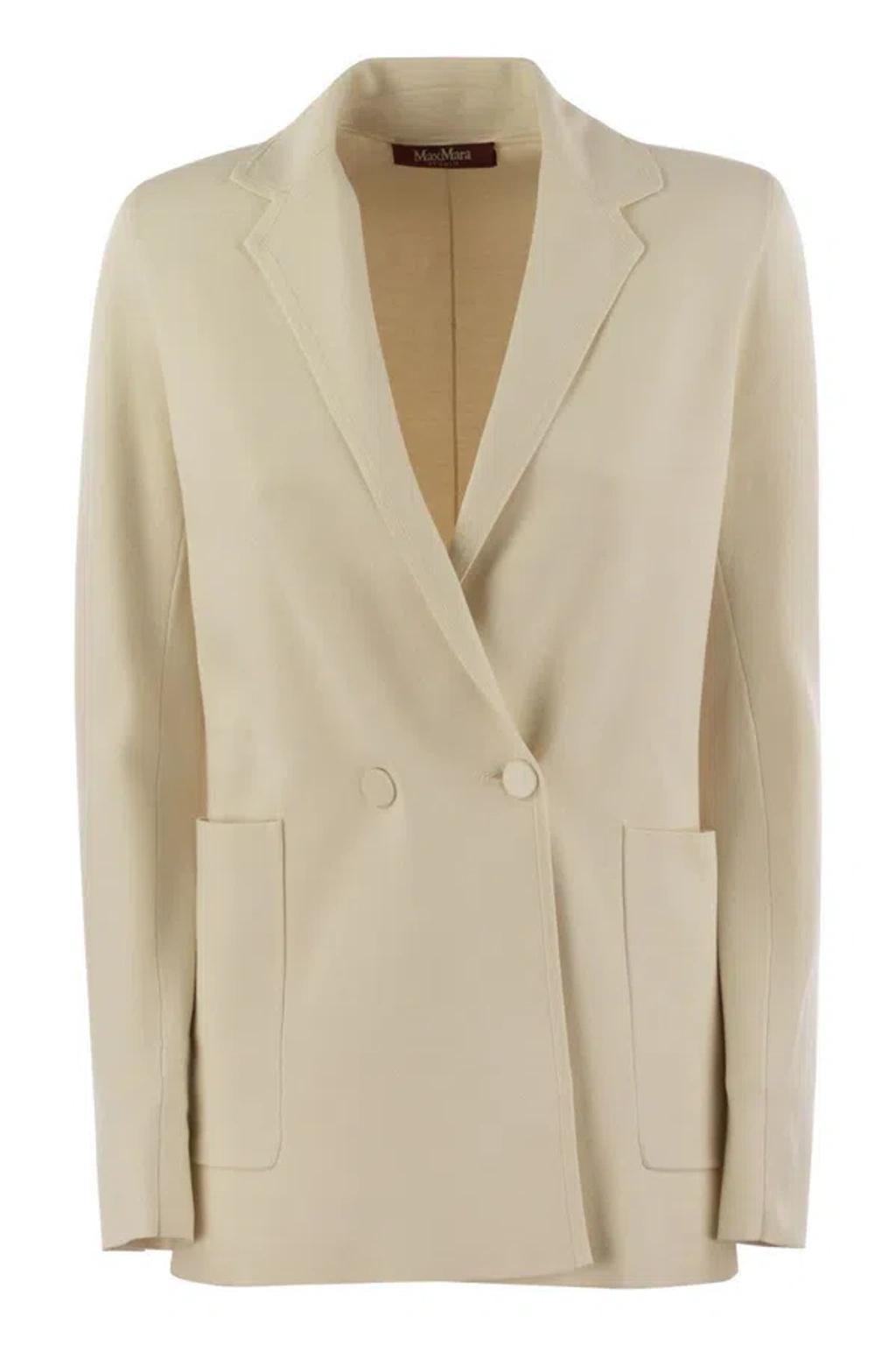 Studio Titania - Viscose Blend Double-breasted Blazer In Ivory Product Image