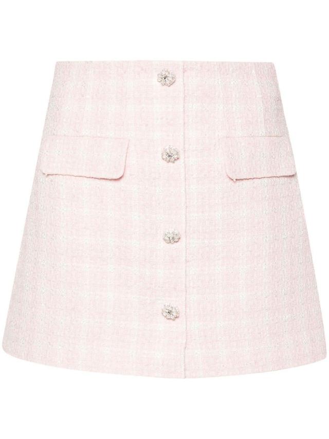 Checked Tweed Mini Skirt In Pink Product Image