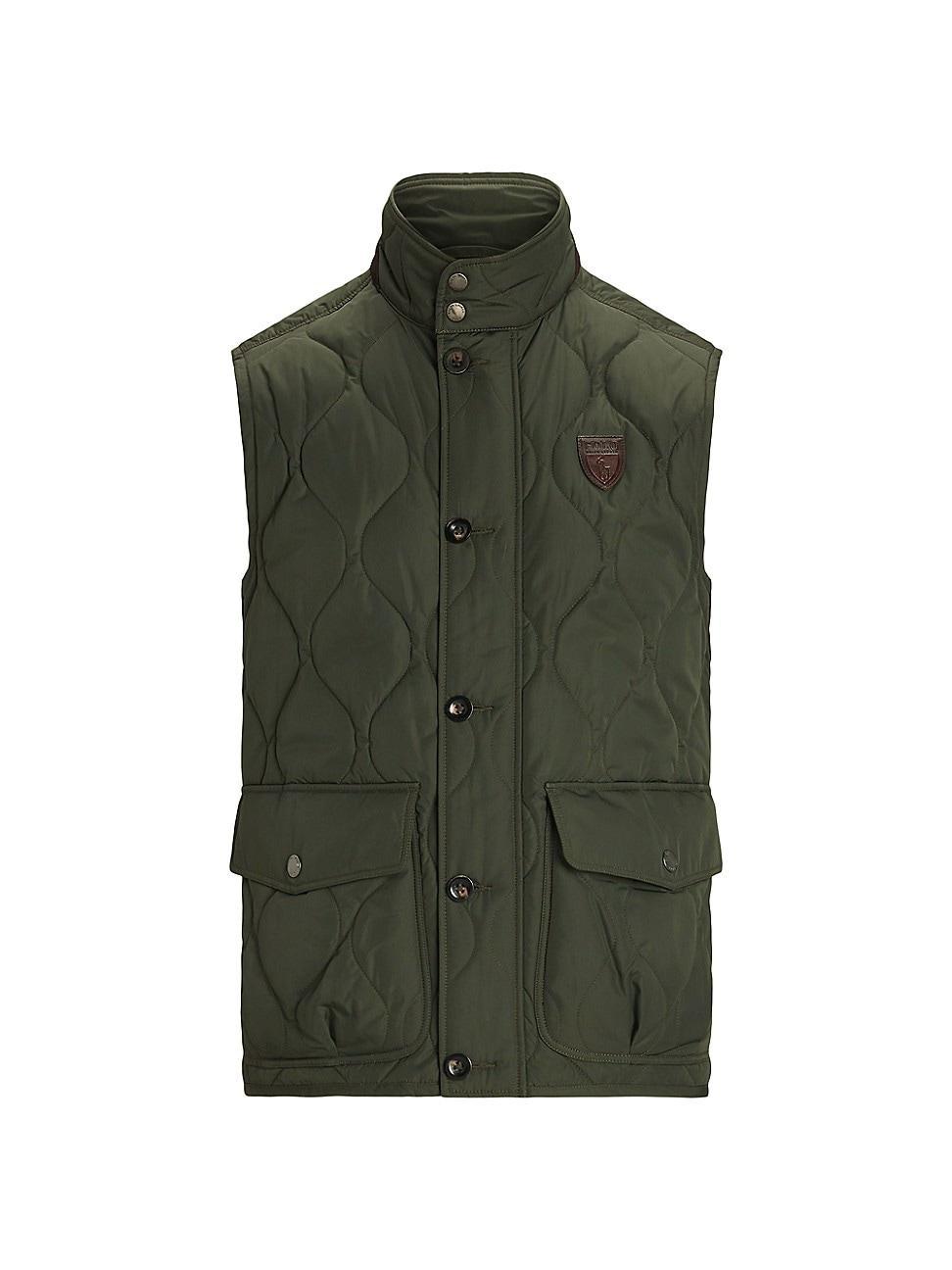 Mens Suede-Trim Quilted Vest Product Image