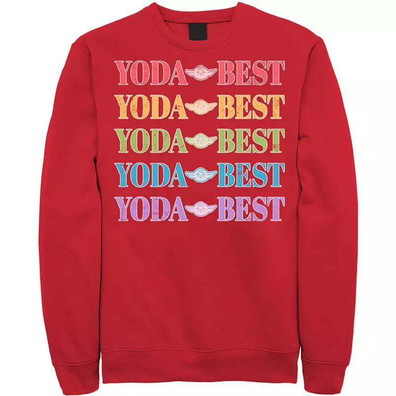 Mens Star Wars Pride Yoda Best Rainbow Text Stack Sweatshirt Product Image