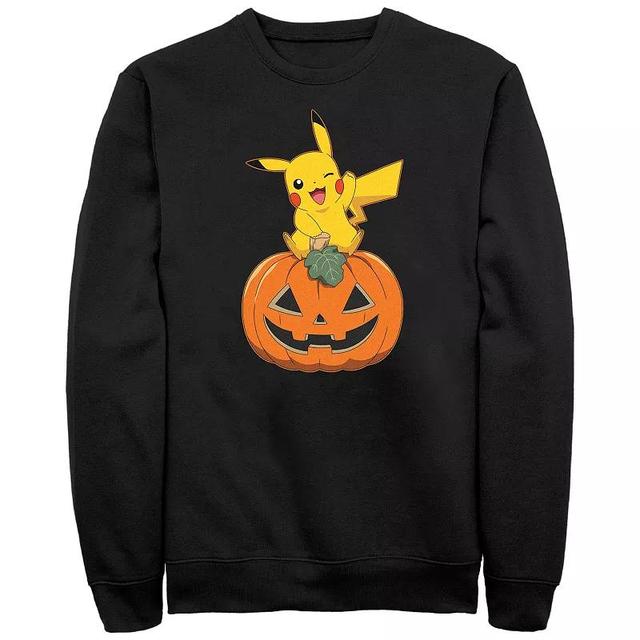 Mens Pokemon Pikachu Sitting On Pumpkin Graphic Fleece Product Image