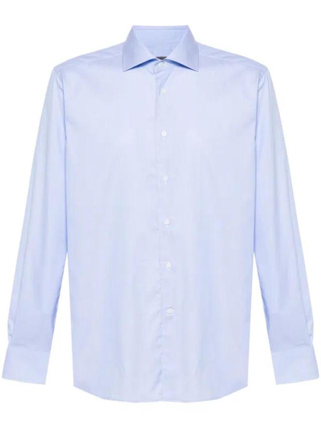 Mini-checked Shirt In Blue Product Image