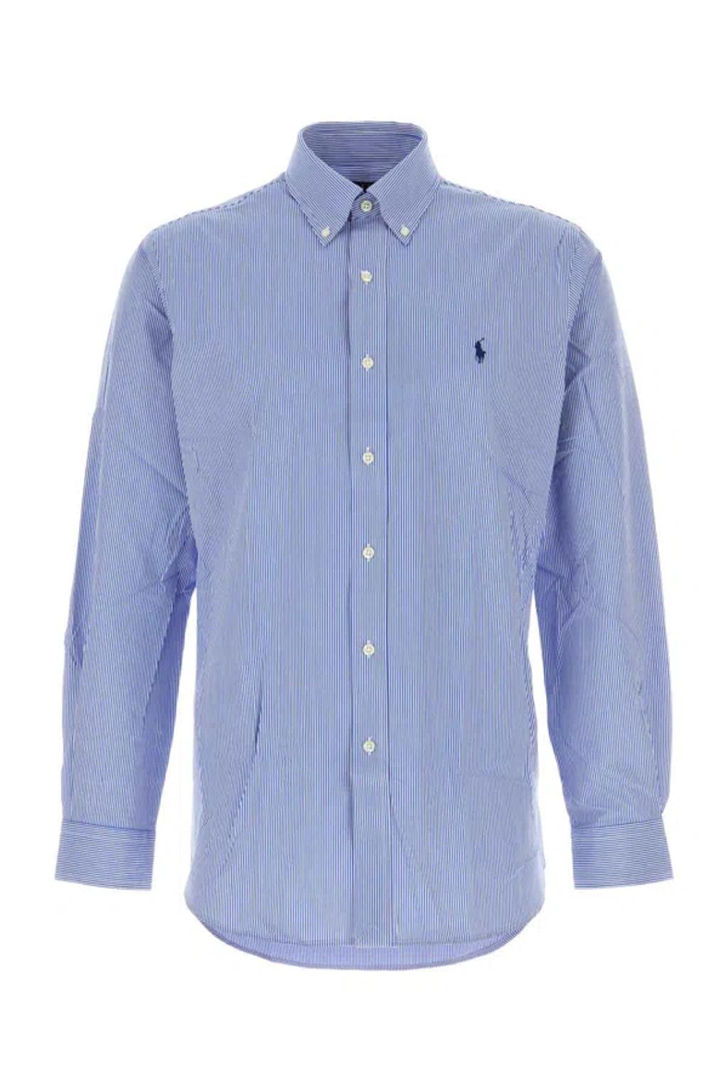 POLO RALPH LAUREN Embroidered Poplin Stretch Shirt In Blue Product Image