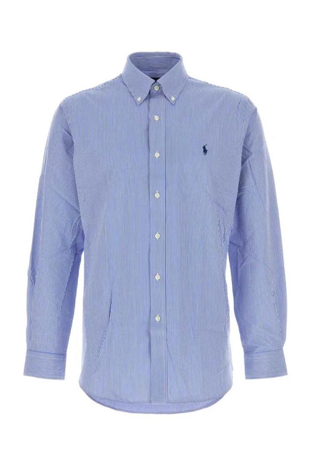 POLO RALPH LAUREN Embroidered Poplin Stretch Shirt In Blue Product Image