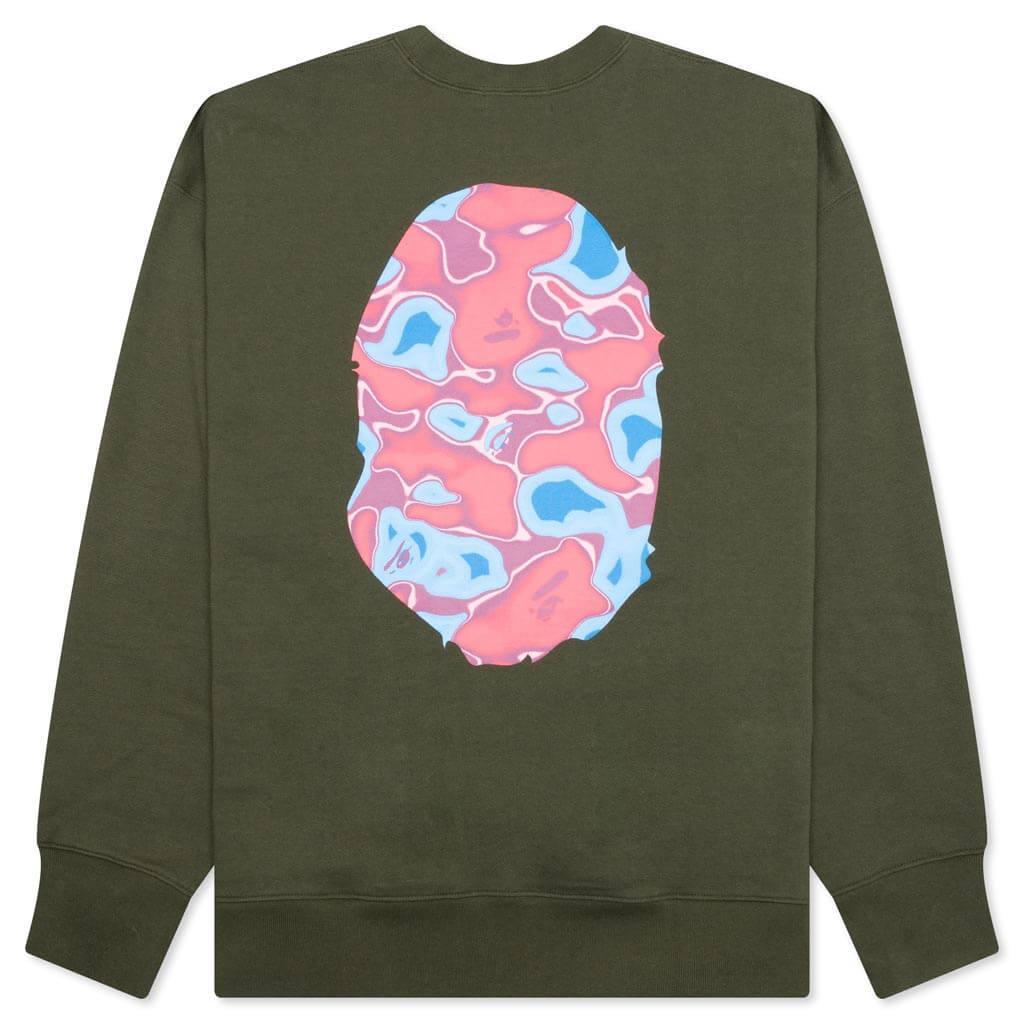 Liquid Camo Ape Head Relaxed Fit Crewneck Sweat - Olive Drab Male Product Image