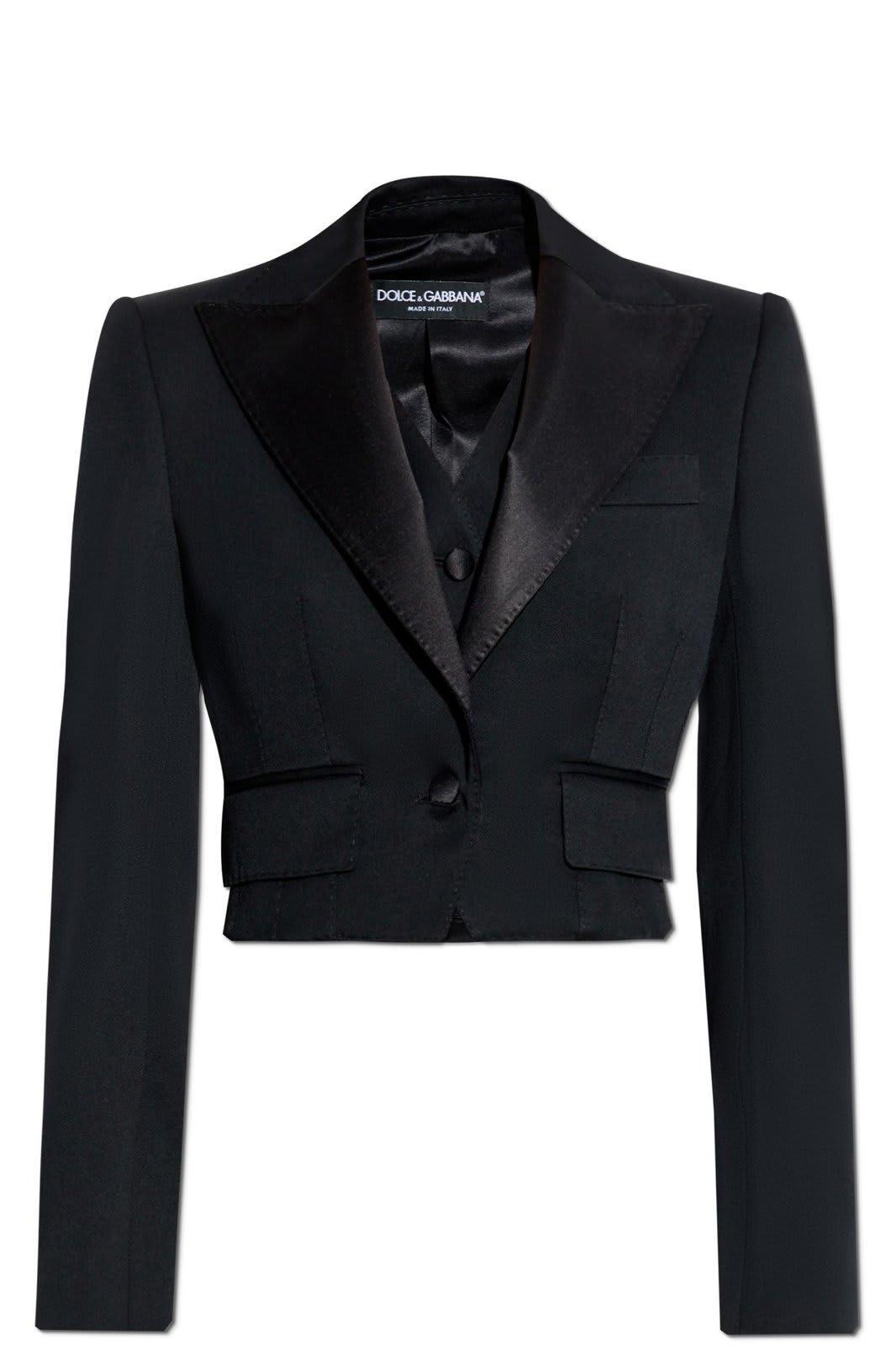 Wool Gabardine Short Jacket In Black Product Image