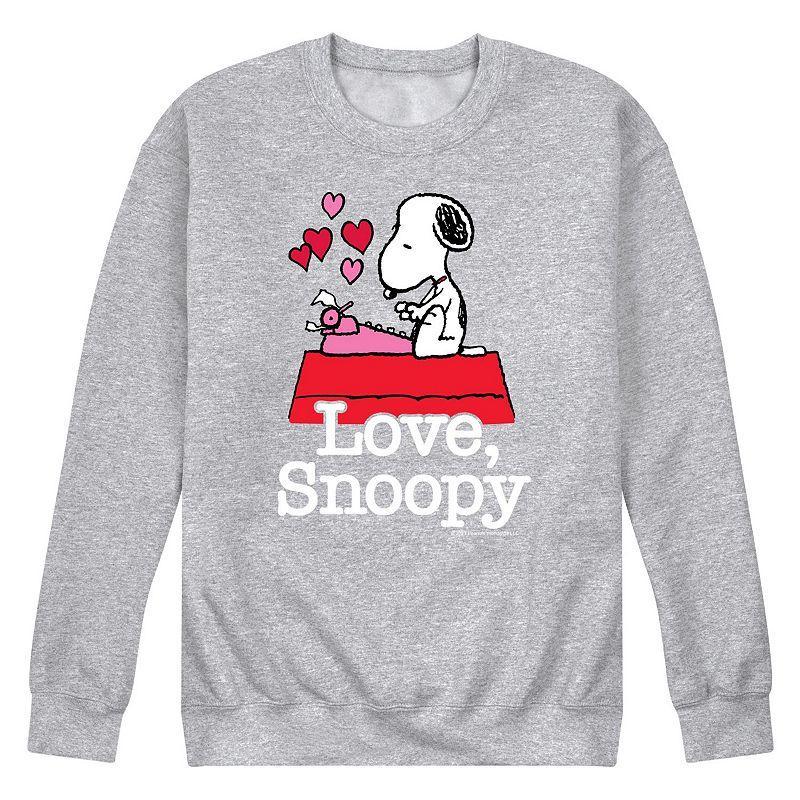 Mens Peanuts Love Snoopy Fleece Sweatshirt Grey Gray Product Image