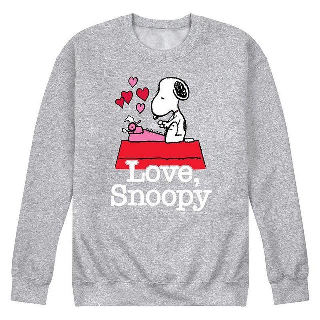 Mens Peanuts Love Snoopy Fleece Sweatshirt Grey Gray Product Image