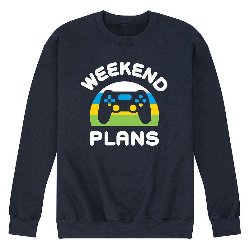 Mens Weekend Plans Graphic Fleece Sweatshirt Blue Product Image