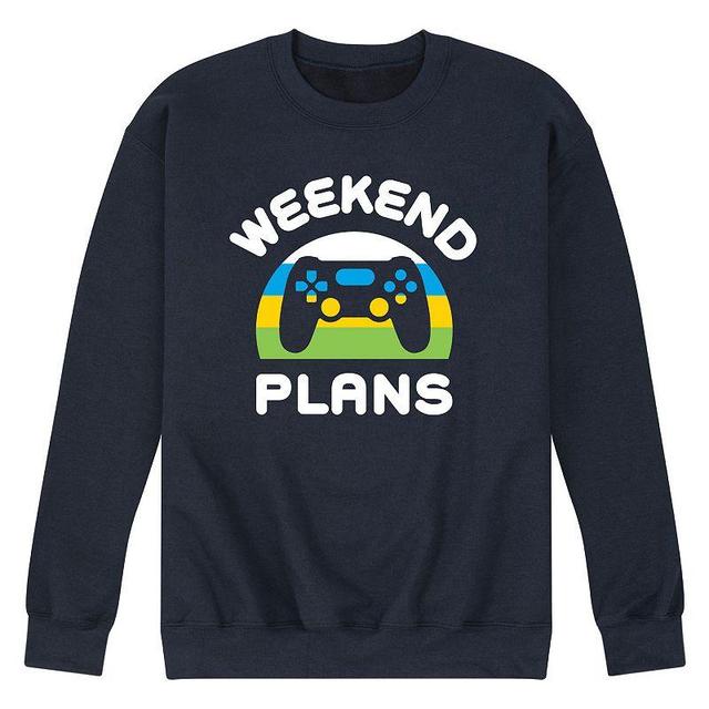 Mens Weekend Plans Graphic Fleece Sweatshirt Blue Product Image