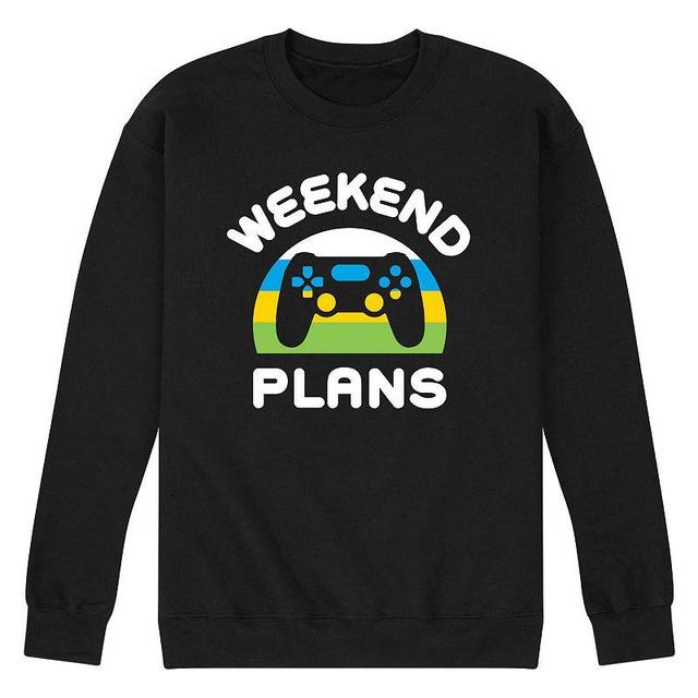 Mens Weekend Plans Graphic Fleece Sweatshirt Blue Product Image