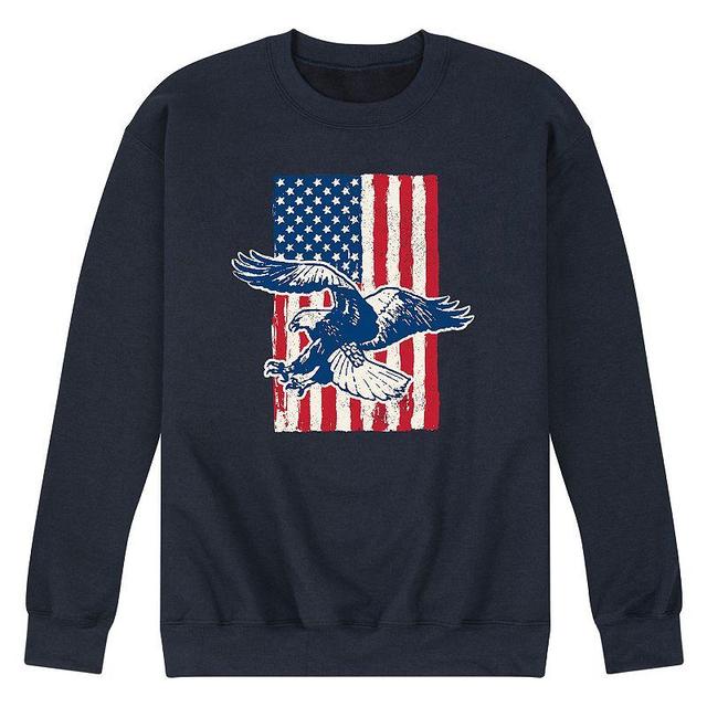 Mens Eagle American Flag Graphic Fleece Sweatshirt Blue Product Image