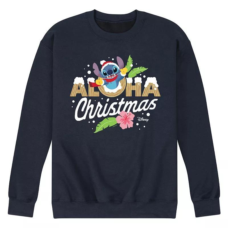 Disneys Lilo & Stitch Aloha Christmas Tee, Mens Blue Product Image