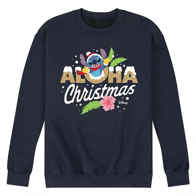 Disneys Lilo & Stitch Aloha Christmas Tee, Mens Blue Product Image