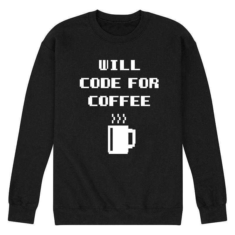 Mens Will Code For Coffee Sweatshirt Product Image