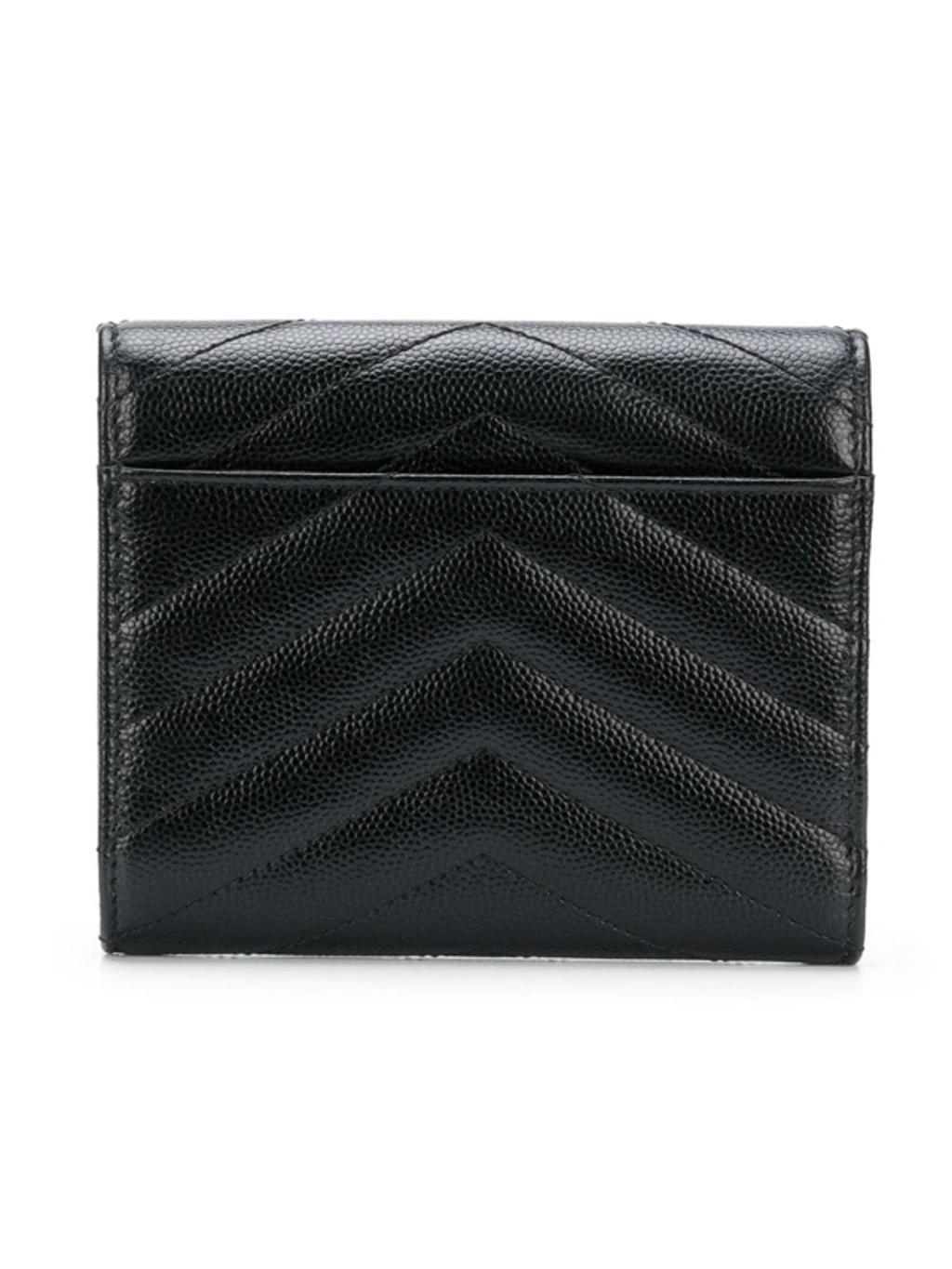 SAINT LAURENT Monogramme Quilted Textured-leather Wallet In Black Product Image