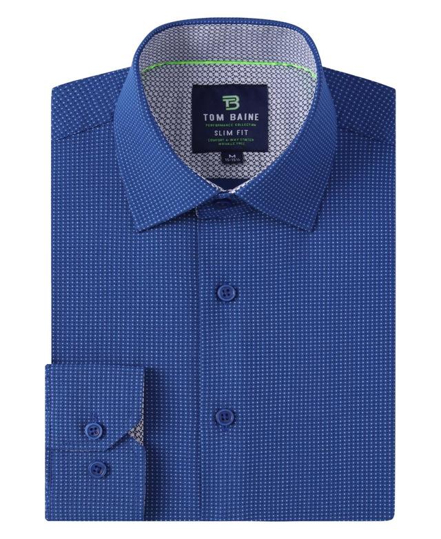 Tom Baine Mens Slim Fit Pin Dot Button Down Shirt - Navy Product Image