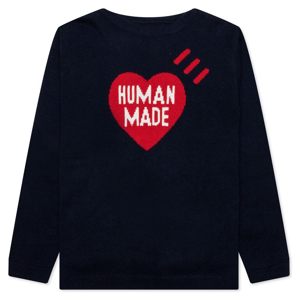 Heart Knit Sweater - Navy Male Product Image