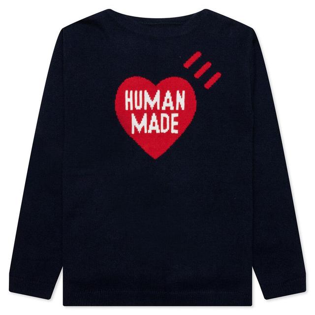 Heart Knit Sweater - Navy Male Product Image