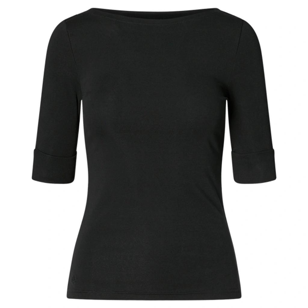 LAUREN RALPH LAUREN Cotton Boatneck Top In Schwarz product image