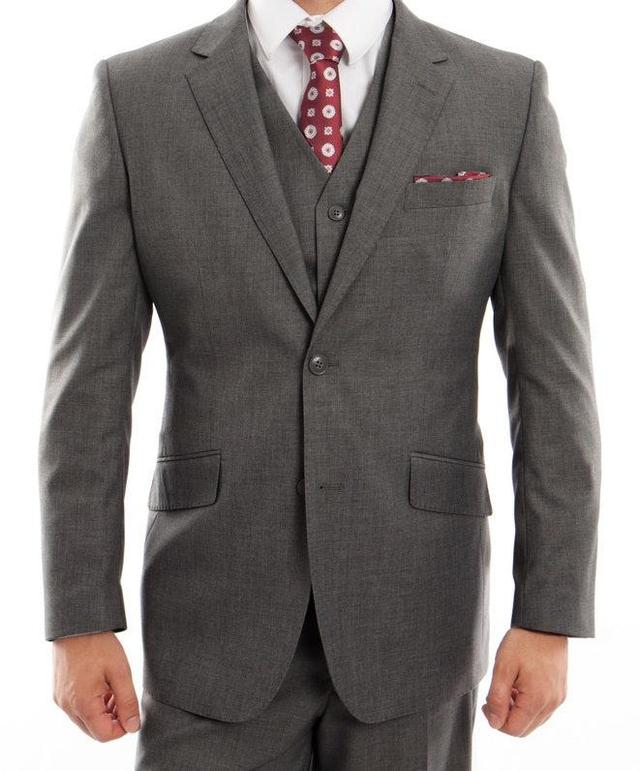 (36S, 40R, 42L, 52R, 54R) Wool Suit Modern Fit Italian Style 3 Piece in Dark Gray Product Image