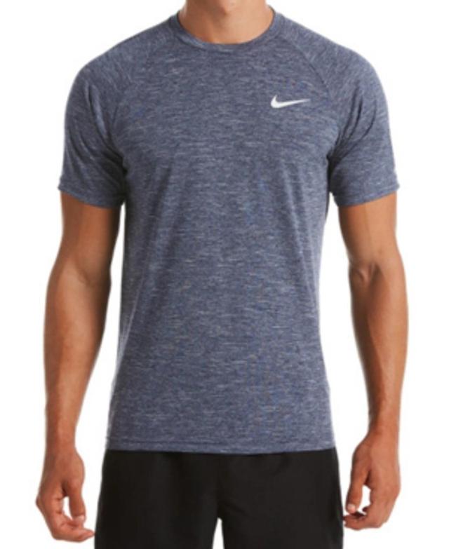 NIKE Men's Men's Big & Tall Hydroguard Dri-fit Stretch Upf 40+ Heather Rash Guard In Midnight Navy Product Image