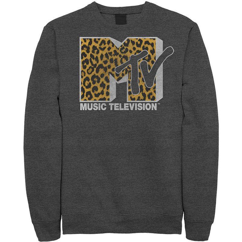 Mens MTV Logo Cheetah Print Sweatshirt Grey Product Image