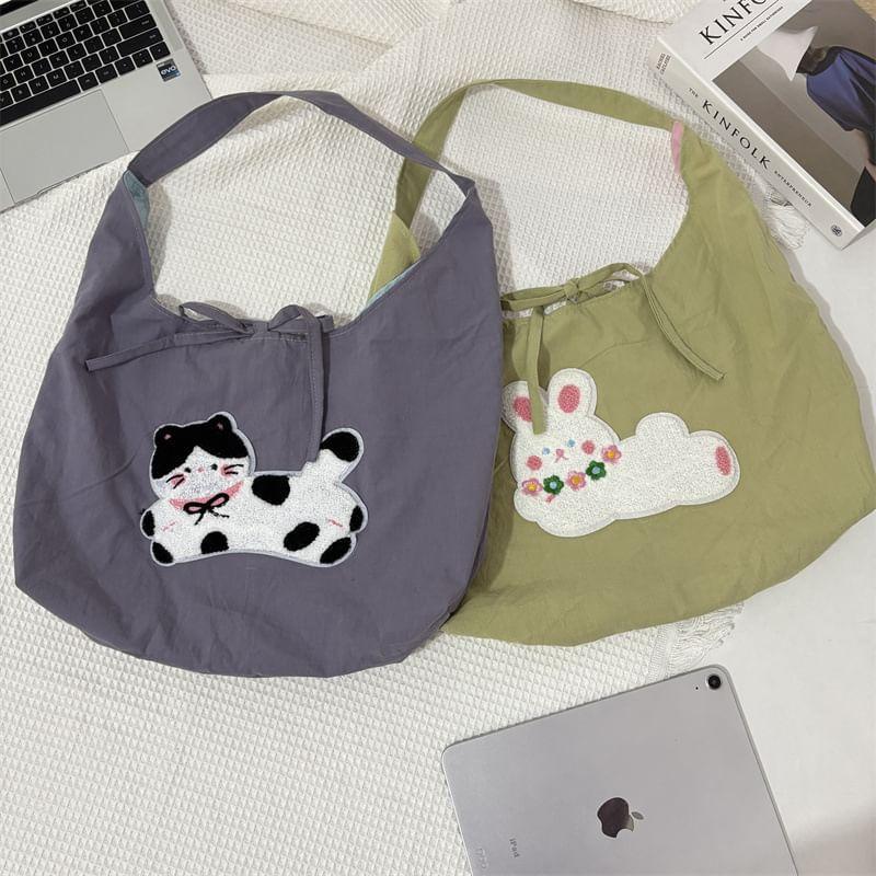 Cartoon Applique Bow Tote Bag Product Image