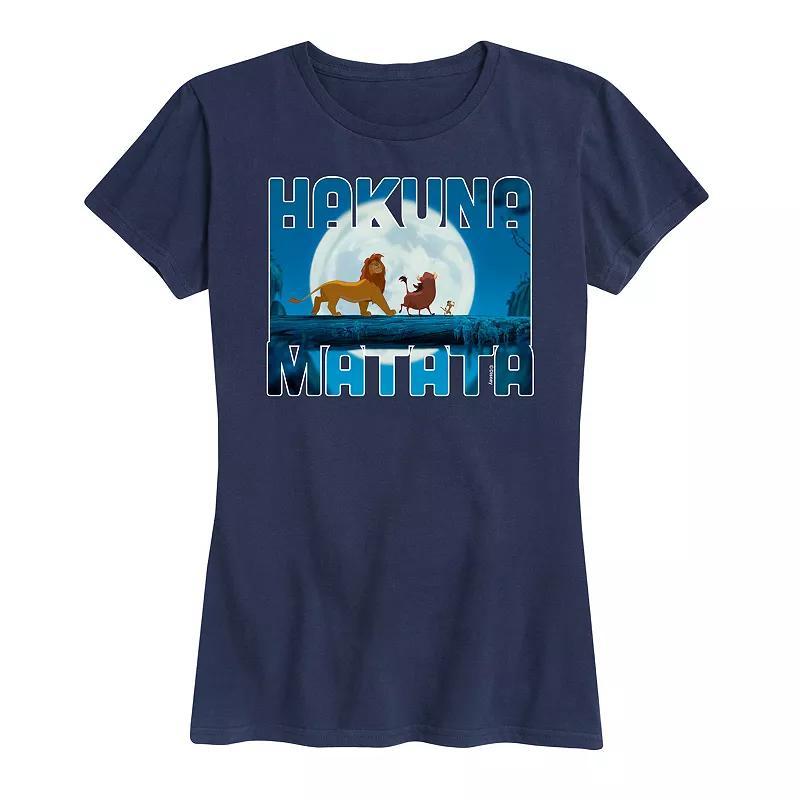 Disneys Lion King Womens Hakuna Matata Graphic Tee Blue Product Image