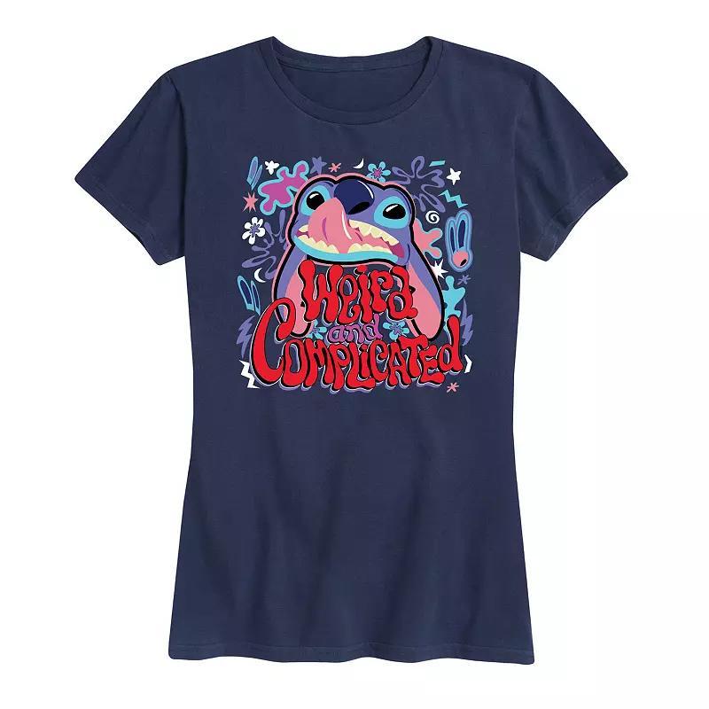 Disneys Lilo & Stitch Womens Weird Graphic Tee Blue Product Image