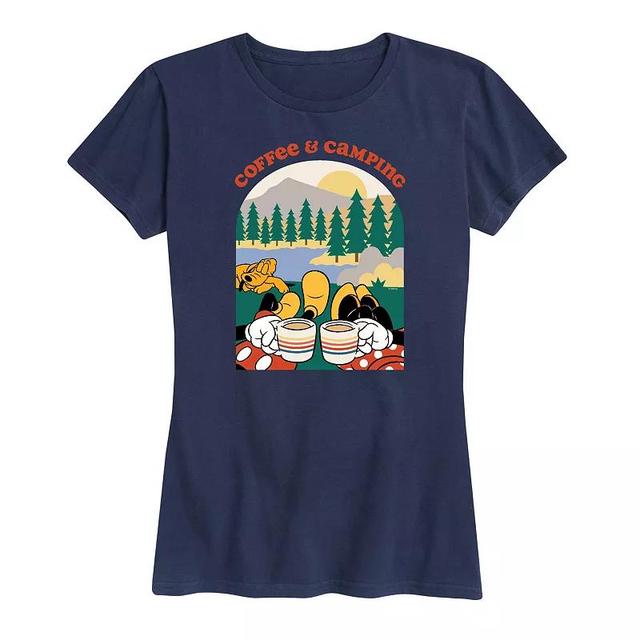 Disneys Mickey & Minnie Mouse Womens Coffee And Camping Graphic Tee Product Image