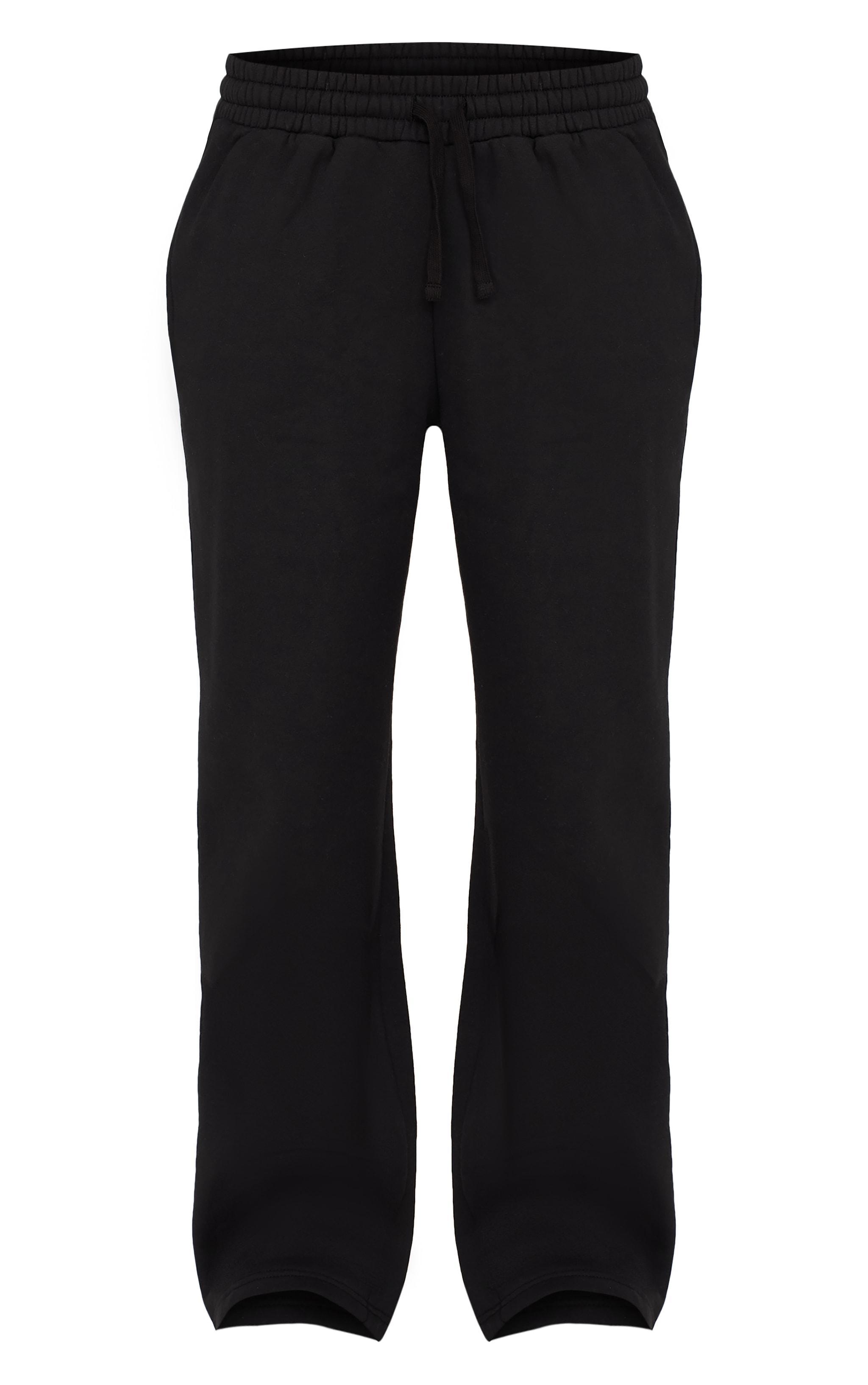 Black Drawstring Wide Leg Sweatpants Product Image