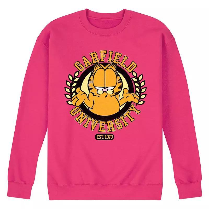 Mens Garfield University Fleece Sweatshirt Pink Product Image